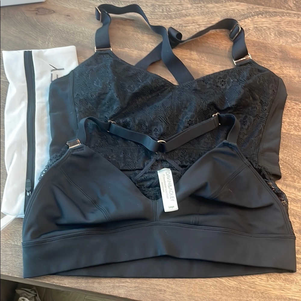 Davin & Adley Black Lace and Solid Nursing/Pumping Bralette Set